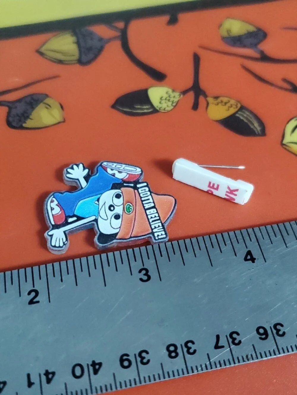 Parappa the Rapper Acrylic Pin — Orange Hat, Blue Outfit